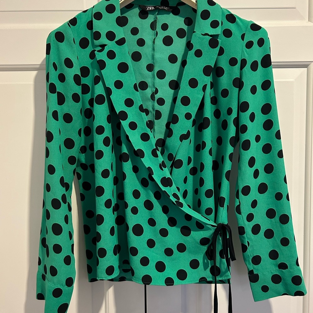 Green Polka Dot Blouse